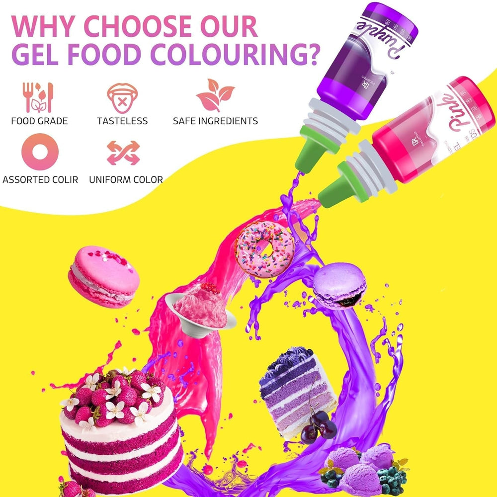Gel de couleur de colorants - 12 couleurs de colorants de gel concentrés pour décoration de cuisine, dos, gâteaux, macarons - colorant alimentaire sans sucre pour gâteaux, tortendes, slime DIY, os - 10Ml Je Naty Shop