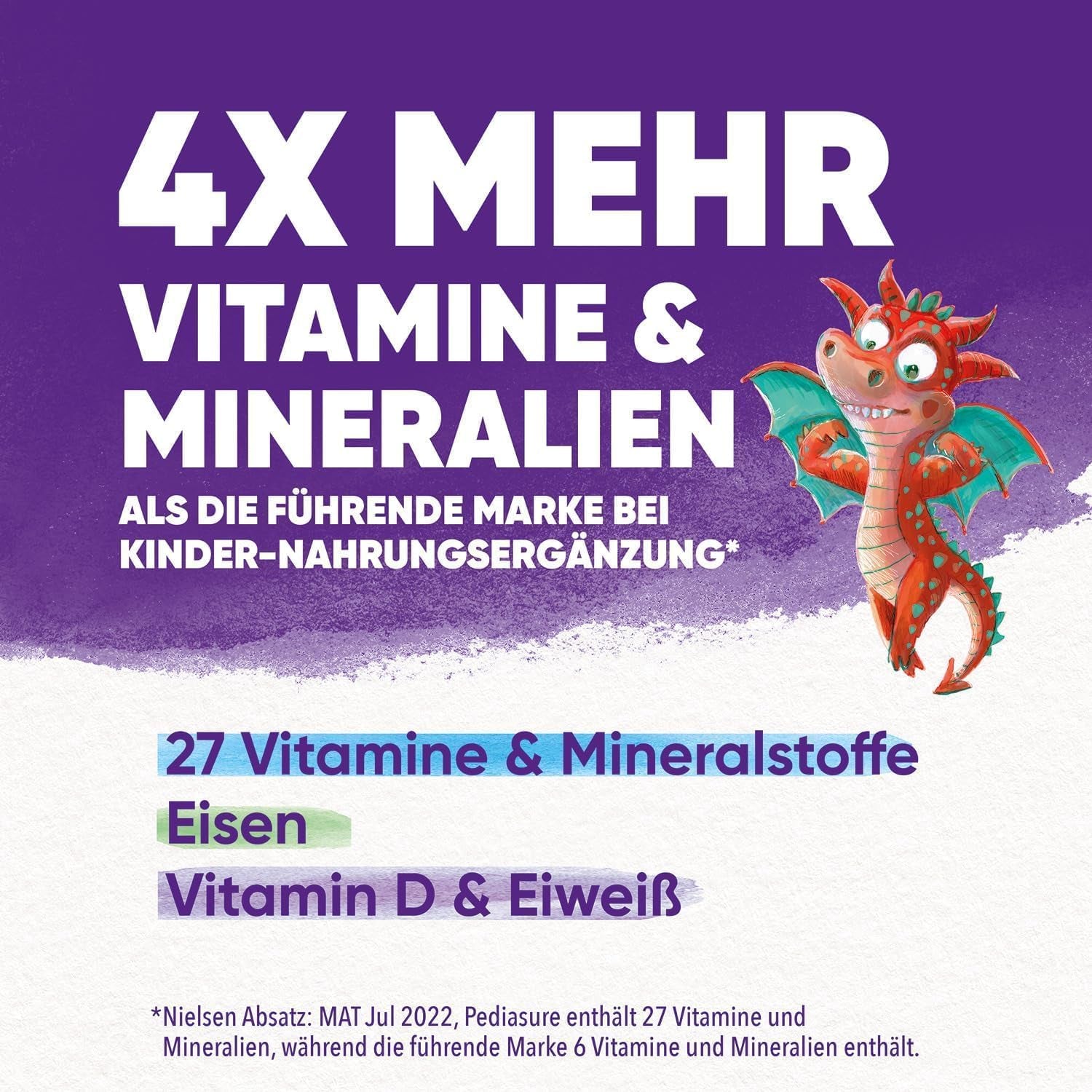 Pediasure Enfants Dragon Power Chocolat 400g | Délicieux shake comme complément nutritionnel pour les enfants à partir de 1 an | Avec 27 vitamines et minéraux, protéines et complexe triplesure | L'emballage peut varier