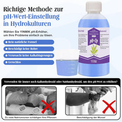 Régulateur de pH pour culture hydroponique, liquide pH Up et pH Down, fluide régulateur de pH pour abaisser ou augmenter la valeur du pH, tampon Premium 250 ml, adapté à tous les systèmes hydroponiques (sol et eau)