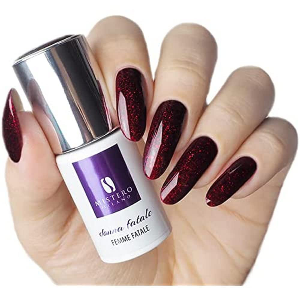 Mistero Milano Vernis à ongles UV pailleté – Vernis à ongles LED – Hybride pailleté – Couverture complète – 7 ml Into the Dark Night
