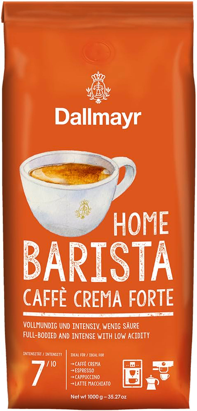 À la maison Barista Caffé Crema Forte 1000g de grains entiers