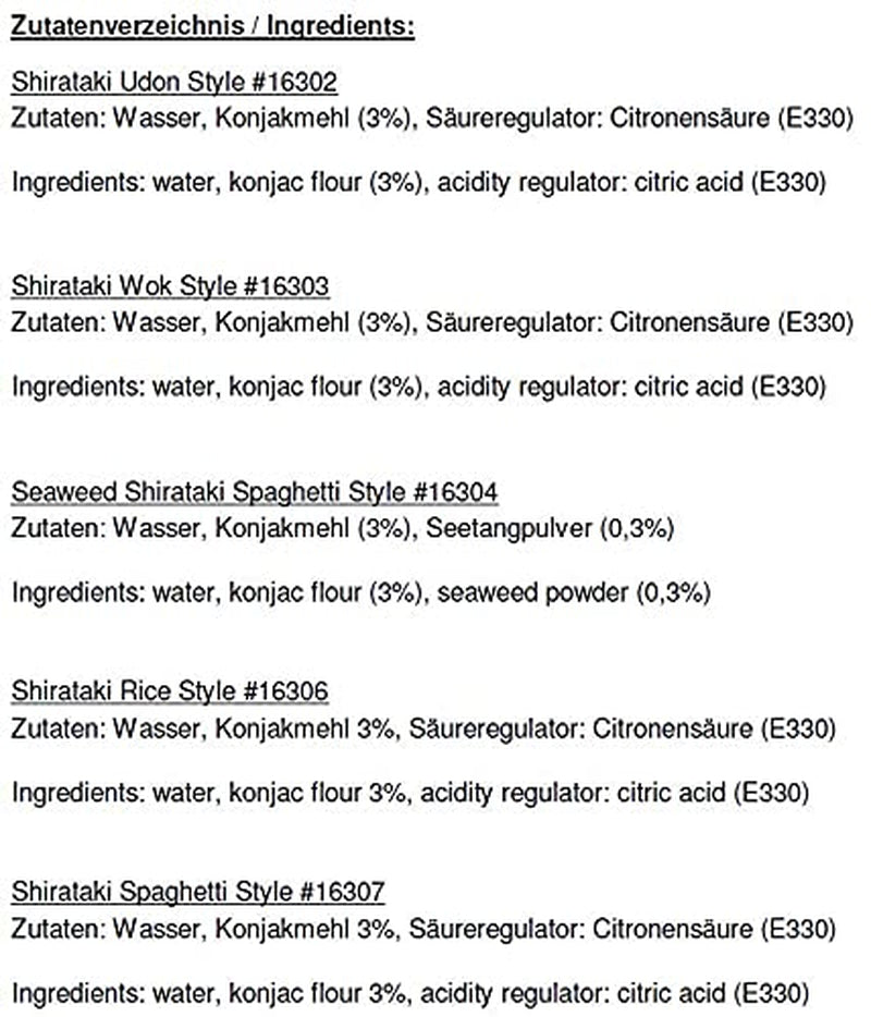 Miyata Shirataki Boîte mixte de 5 variétés différentes, nouilles à la farine de konjac, 5 paquets (5 x 270 g)