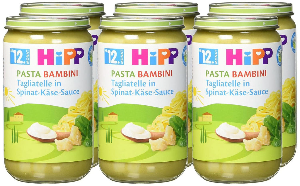Hipp Pasta Bambini - Tagliatelle în sos de spanac și brânză, pachet de 6 (6 X 250 grame) Mama si Copilul Naty Shop