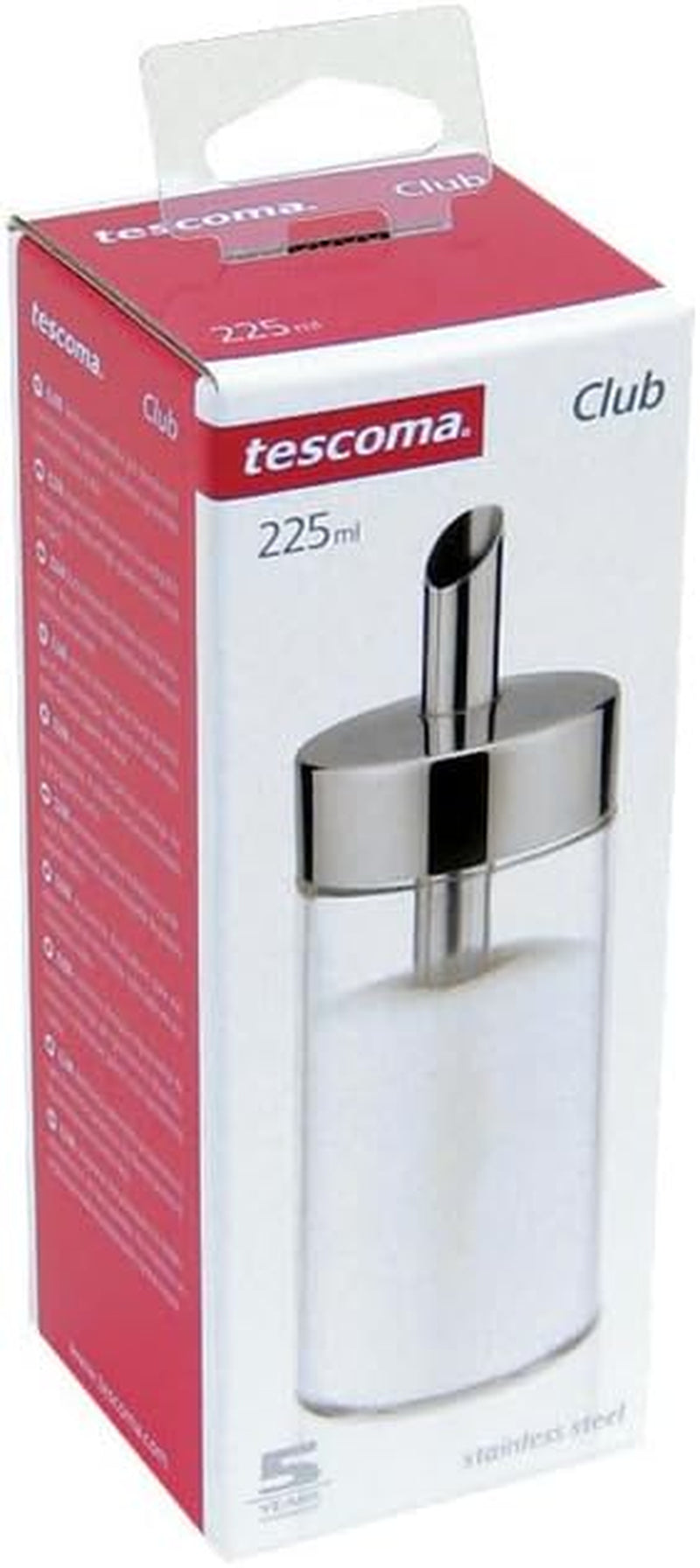 Zahărniță din sticlă Tescoma, oțel inoxidabil periat, ideală pentru zahăr alb/brun, 225 ml