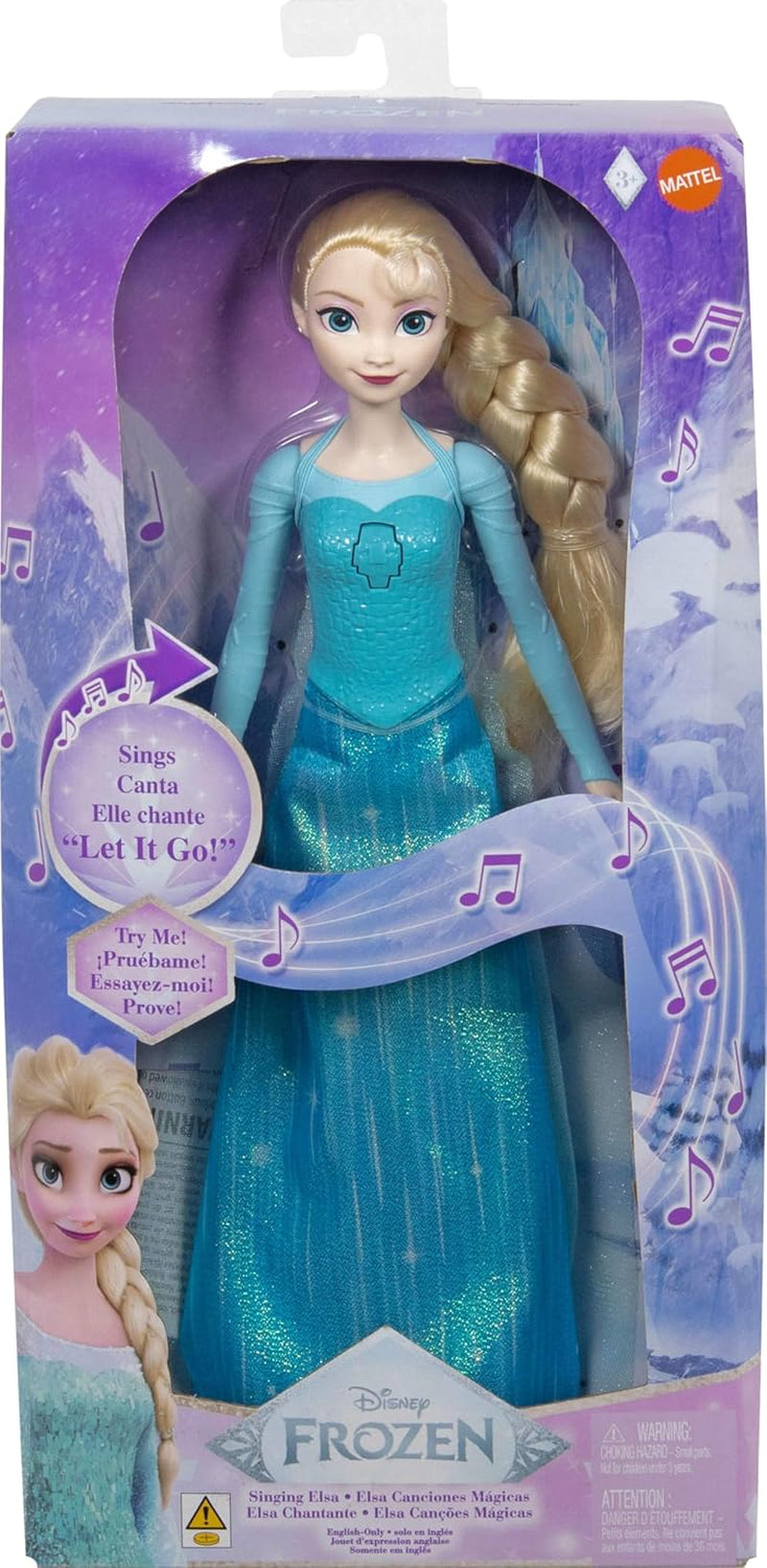 Mattel Disney Frozen Toys Poupée chantante Elsa dans une tenue emblématique chante Let It Go du film Disney Frozen pour enfants
