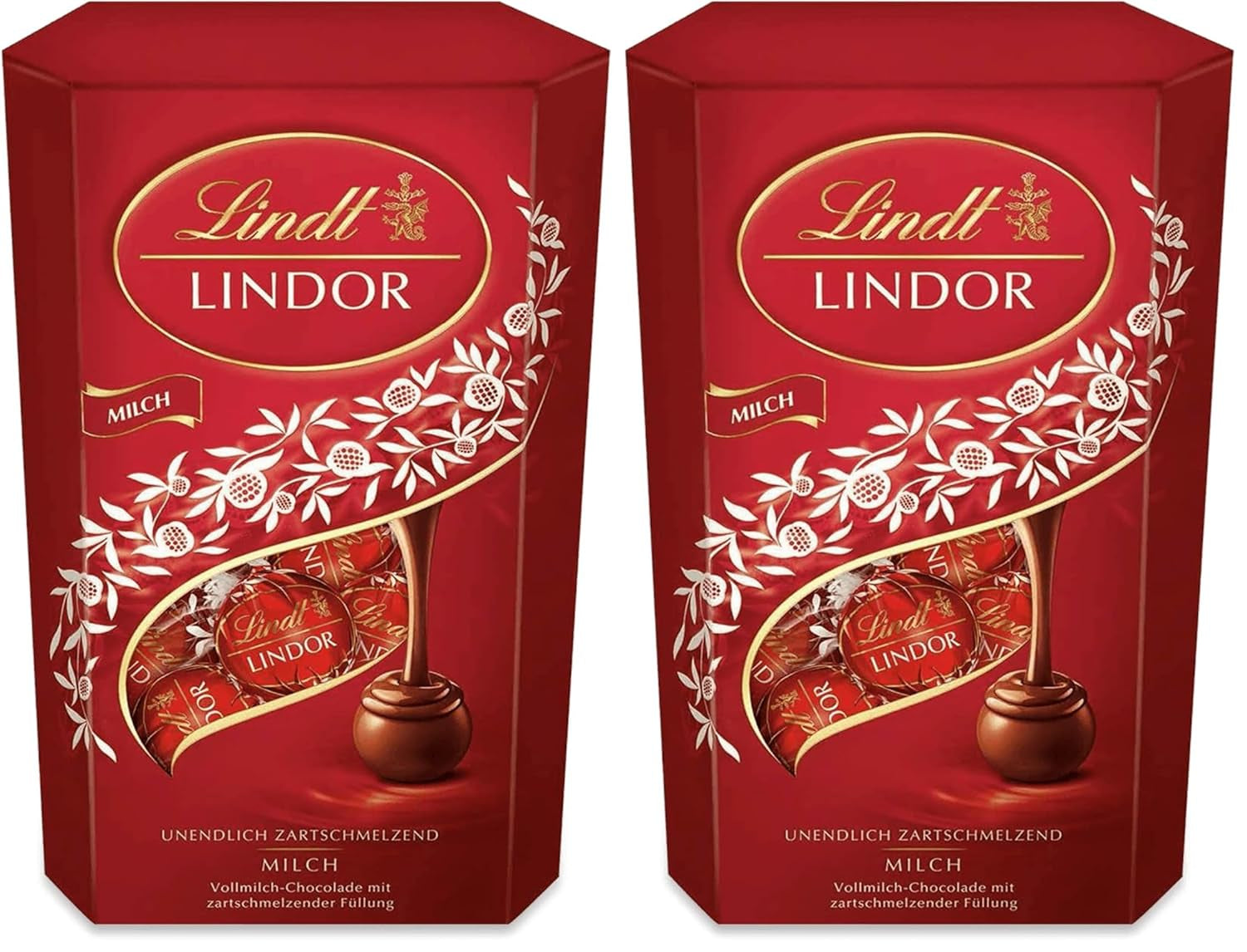 Chocolat Lindt | Cornet de chocolat au lait LINDOR | 500g | 38 boules de chocolat au lait fourrées fondantes | Cadeau chocolat