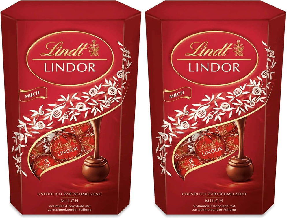 Chocolat Lindt | Cornet de chocolat au lait LINDOR | 500g | 38 boules de chocolat au lait fourrées fondantes | Cadeau chocolat