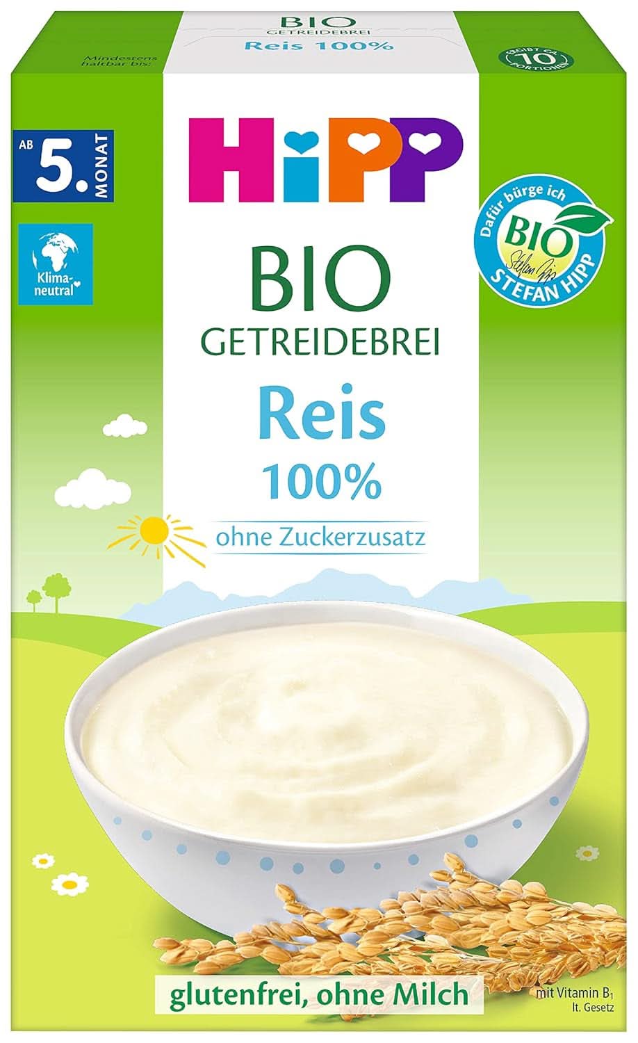 Porridge de céréales non sucré Hipp, 100 % riz, sans gluten, paquet de 6 (6 x 200 g) Mother and Baby Naty Shop 6 x 200 grammes 100 % riz