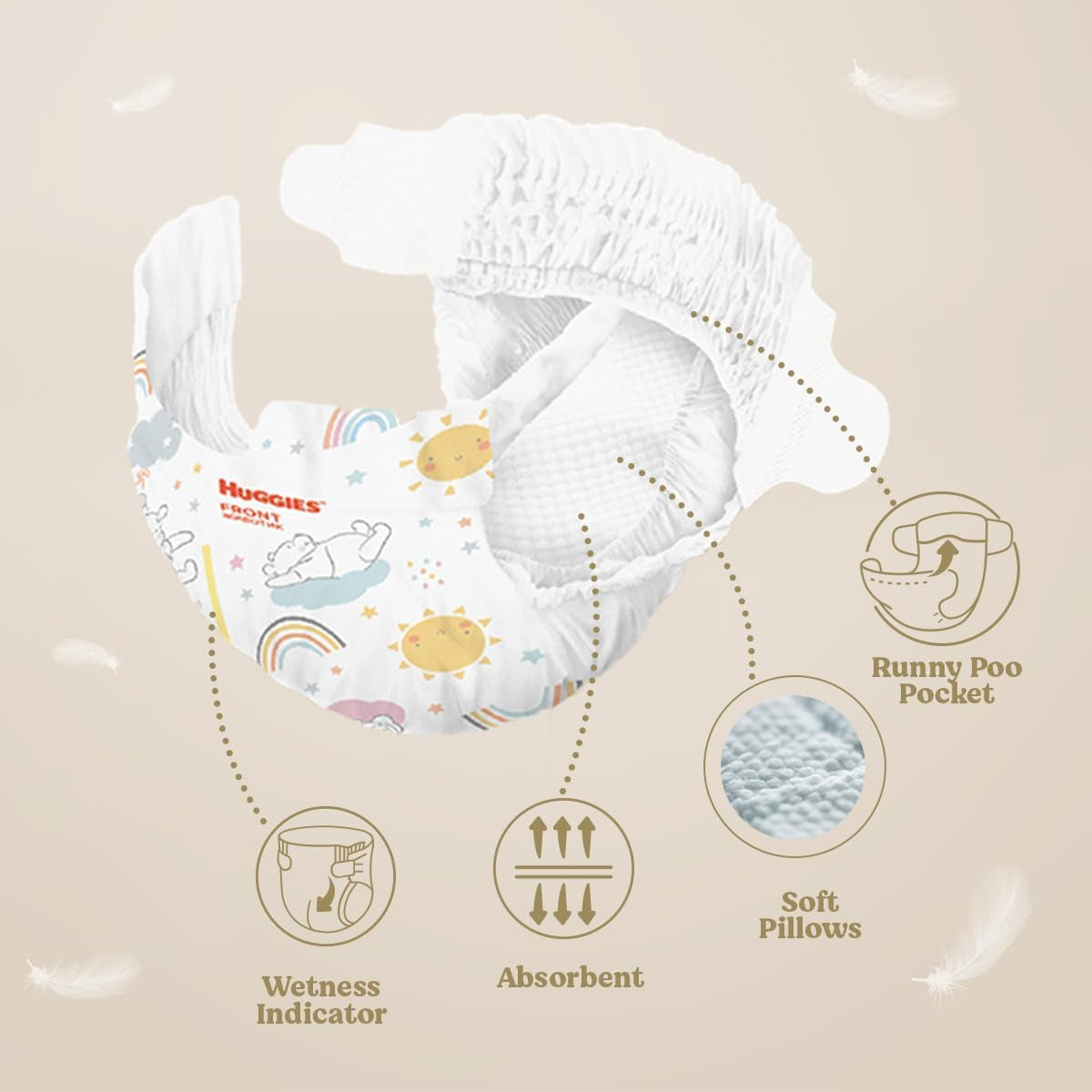 Couches Huggies Extra Care Disney pour bébé, taille 5 (12-22 kg), paquet de 2 x 33 couches, 66 couches au total