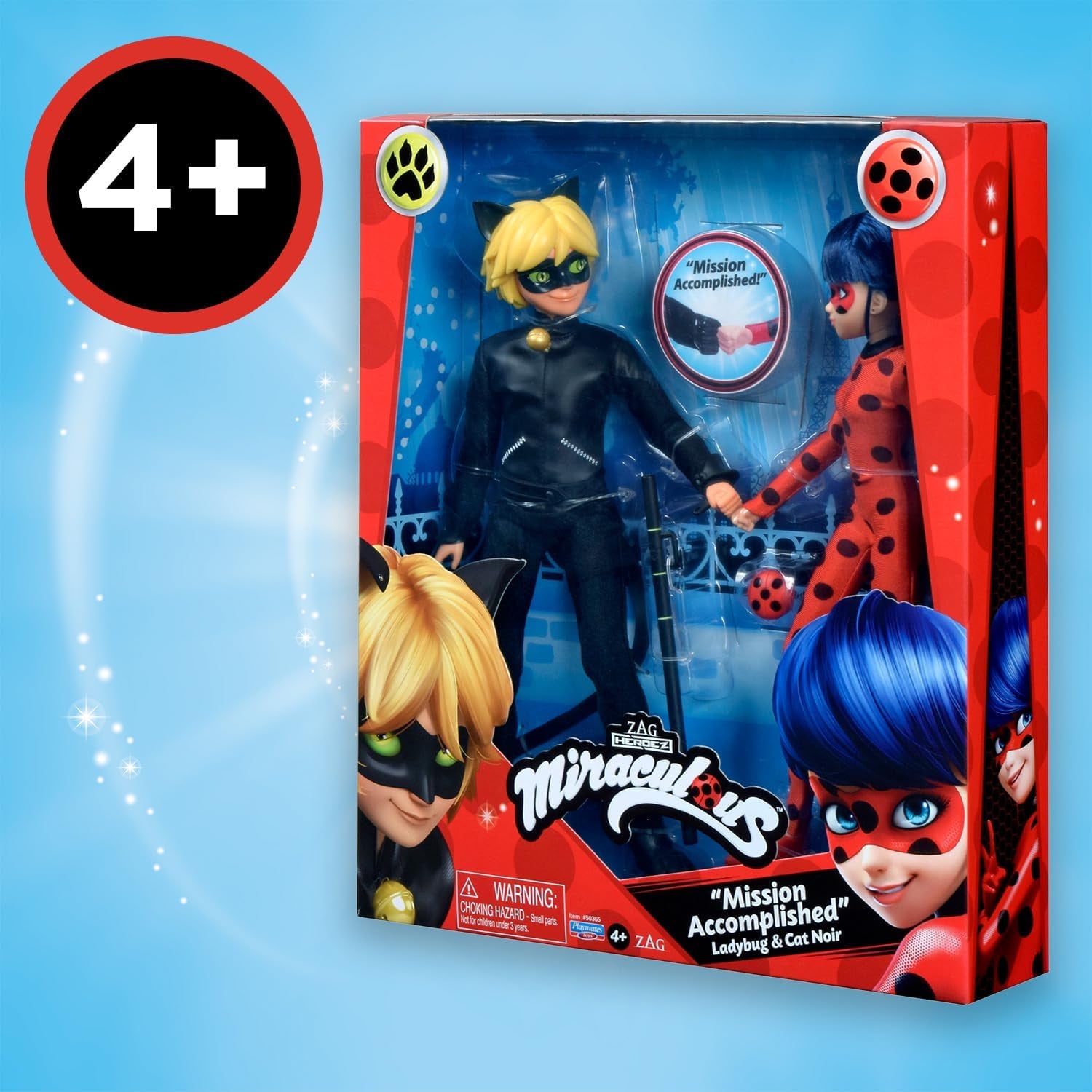BANDAI - Miraculous Ladybug - Pack mit 2 26 cm Gelenkpuppen - Schatulle Ladybug und Cat Noir - Miraculous Spielzeug Puppe - Kinderspielzeug ab 4 Jahren - P50365
