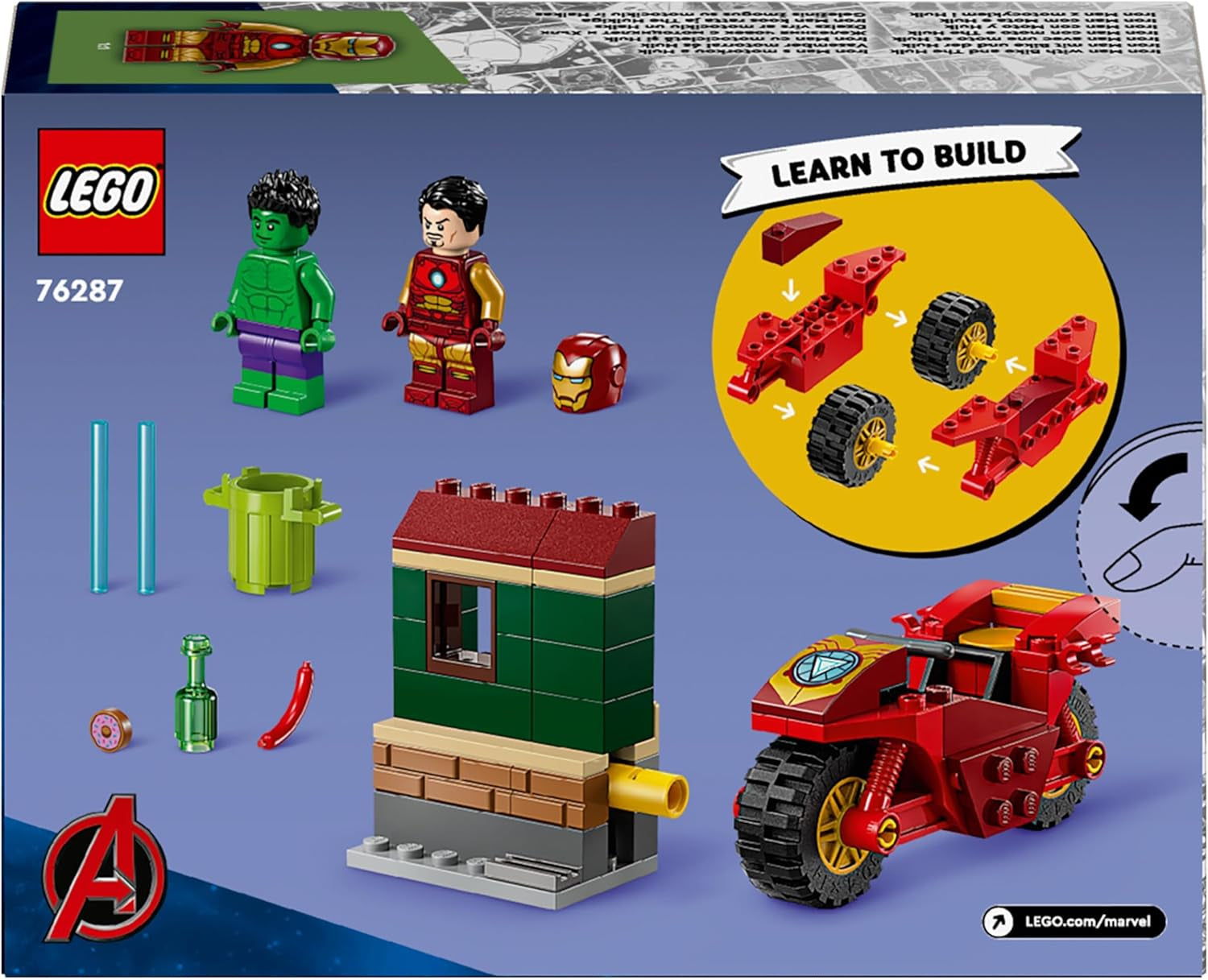 LEGO Marvel Iron Man avec vélo et Hulk, jouet de construction de super-héros pour enfants, ensemble de collection avec vélo et figurines, cadeau pour filles et garçons de 4 ans 76287 Jeux de construction Besuche den LEGO-Store