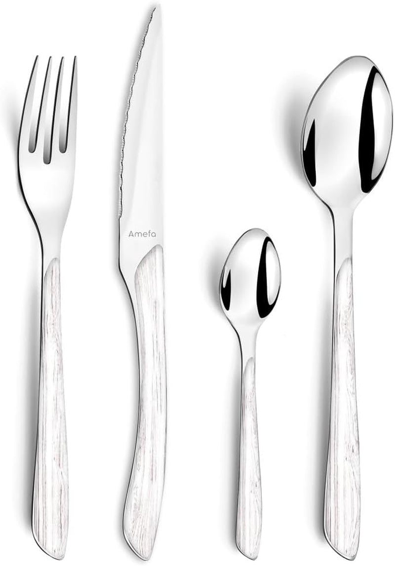 Amefa ECLAT set de tacâmuri NATURE, 24 de piese, 6 persoane Bucatarie Naty Shop Aspect de lemn Alb 24 de piese
