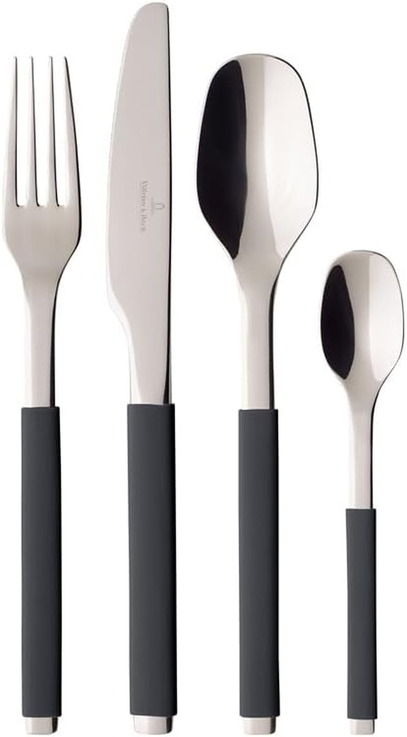 Villeroy Et Boch S+ Cosy Grey Vaisselle pour 6 personnes maximum, 24 pièces, acier inoxydable, poignée recouverte de silicone gris Cuisine Naty Shop