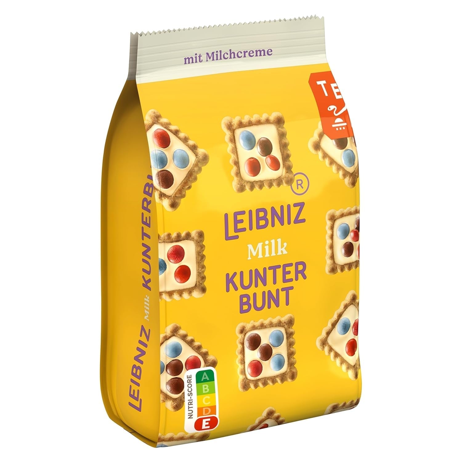 LEIBNIZ Kunterbunt Milk, paquet de 12, Biscuits croquants à la crème de lait et morceaux de chocolat (12 x 125 g)