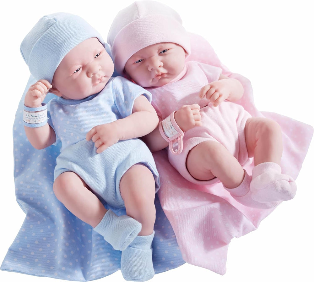 JC Toys- La Newborn Newborn Doll 38 cm is Made of Soft Vinyl, with Knitted Clothes and Accessories, Girl, pink, Designed in Spain by Berenguer, +2 Years Old