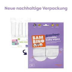 Bambino Mio Lingettes réutilisables pour bébé – Basique – Respectueuses de l'environnement, sans produits chimiques, double face, lavables, paquet de 10, nuage – L'emballage peut varier