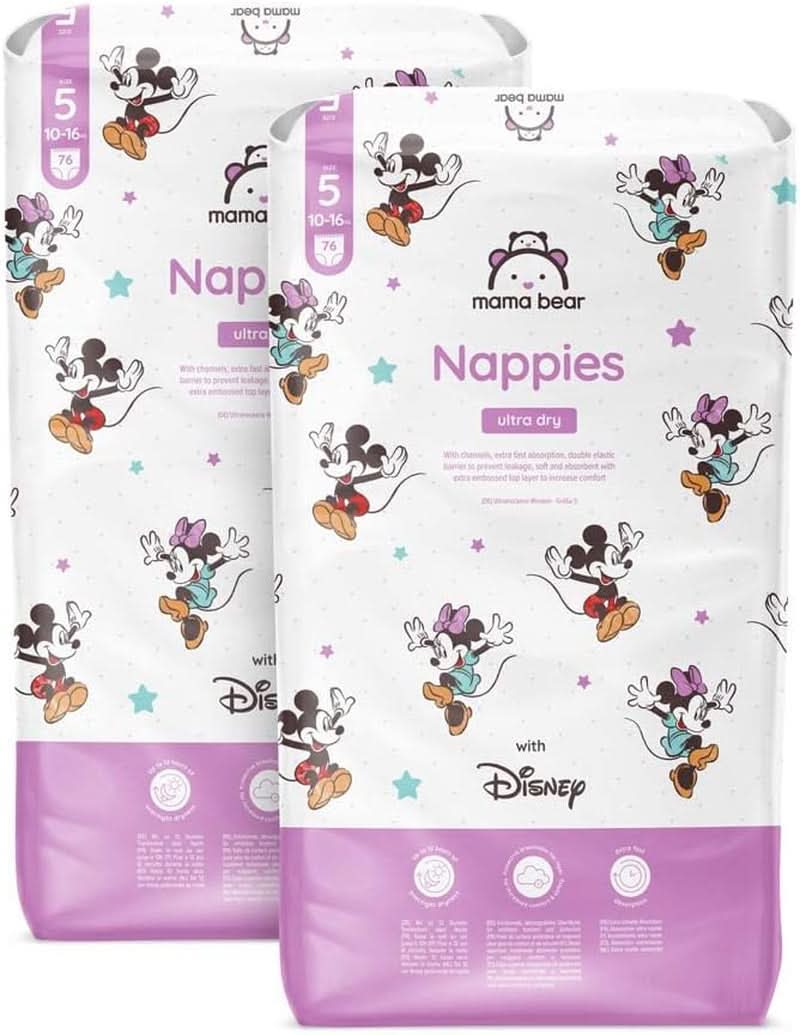 Couches Mama Bear Disney Ultra Dry taille 4 (8-14 kg), blanc, 84 pièces (1 paquet)