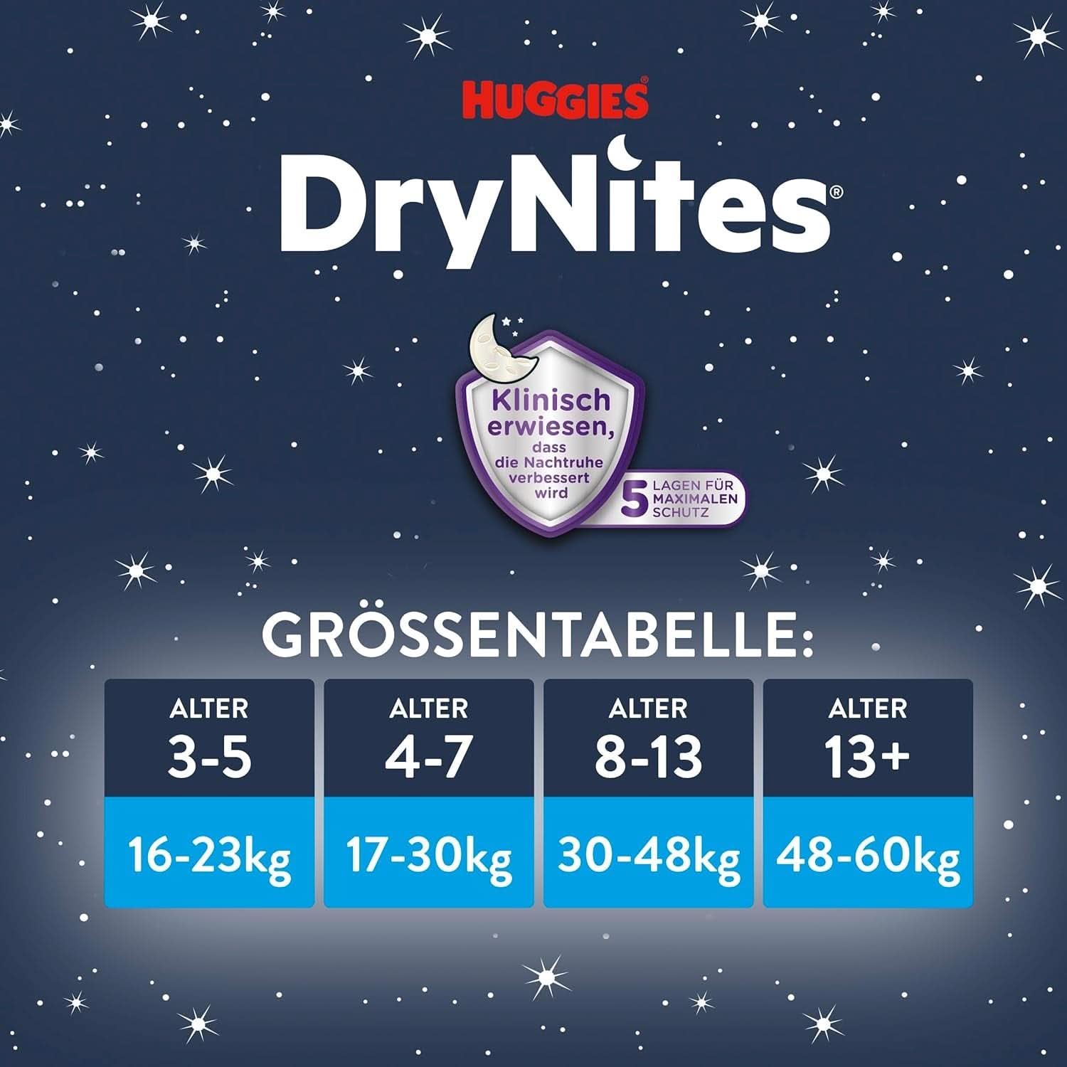 Huggies Drynites Nachtwindeln Bei Bettnässen, Für Mädchen Ab 13 Bis Ca. 17 ans (48-60 KG), 33 pièces (3X11), Jumbo-Monatspack, Diaper-Pants XL Accessoires Alimentation et allaitement Baby Naty Shop