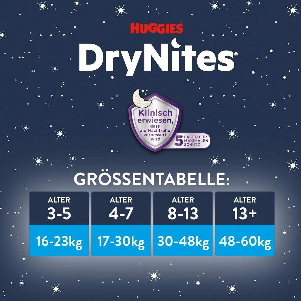 Huggies Drynites Scutece de noapte foarte absorbante, pentru fete 8-13 ani (30-48 kg), 52 buc (4 x 13) Mama si Copilul Naty Shop