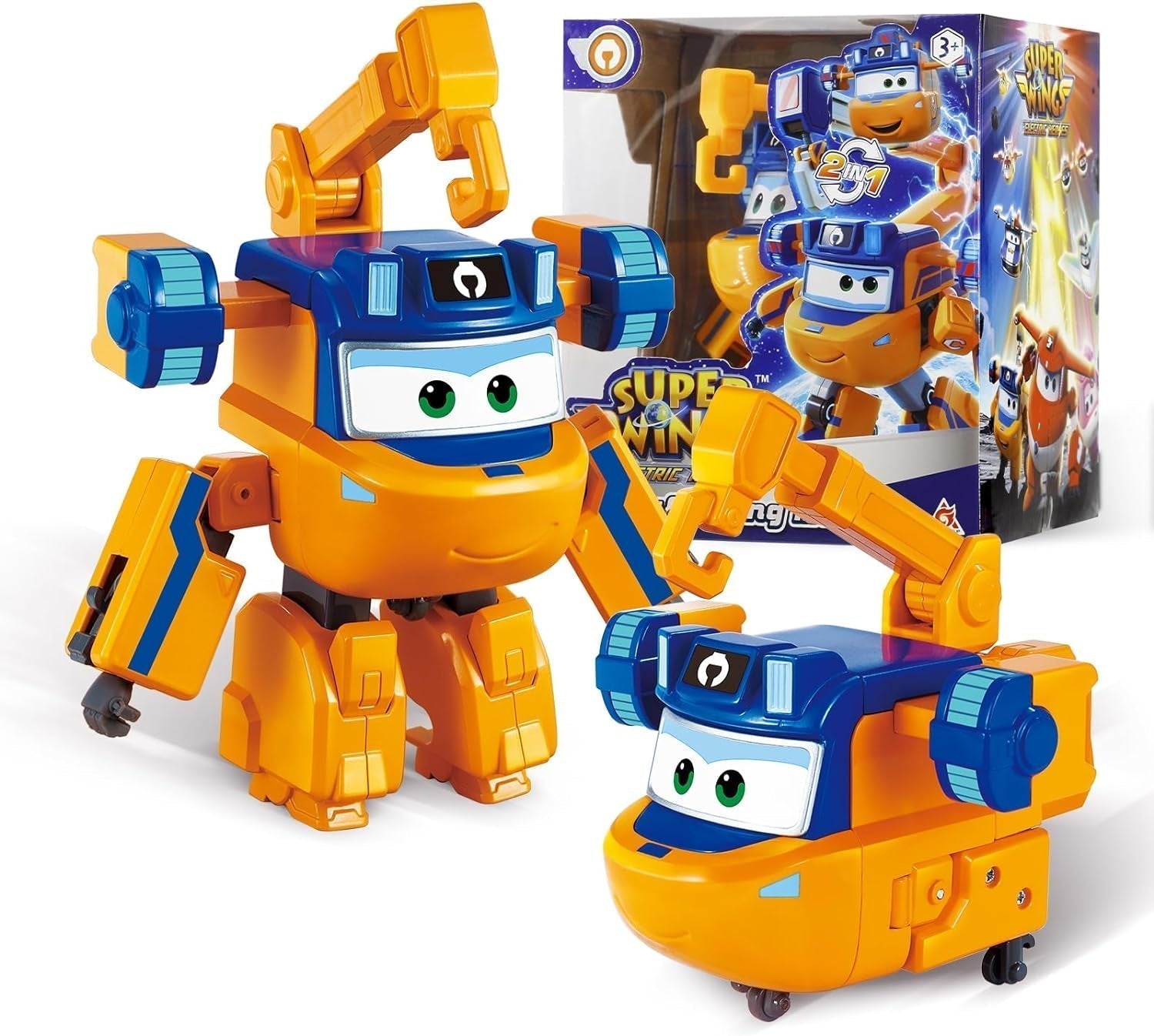 Avion de transformation Super Wings, voyageur suralimenté, env. Figurine de jeu pour grands enfants de 12,7 cm, avion et robot pour garçons et filles de plus de 3 ans, figurines d'action en argent Naty Shop Marty