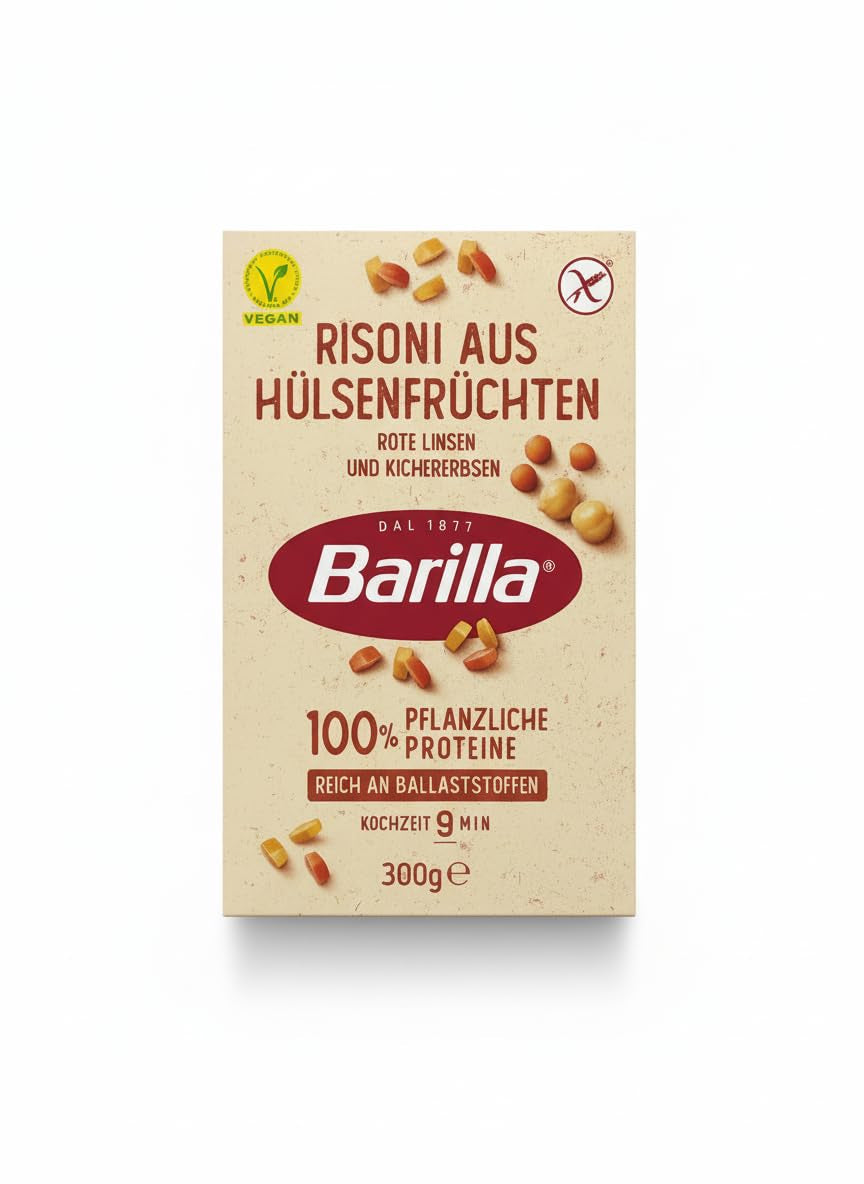 Barilla Risoni de légumineuses - lentilles rouges et pois chiches, 1 paquet (1 x 300g)