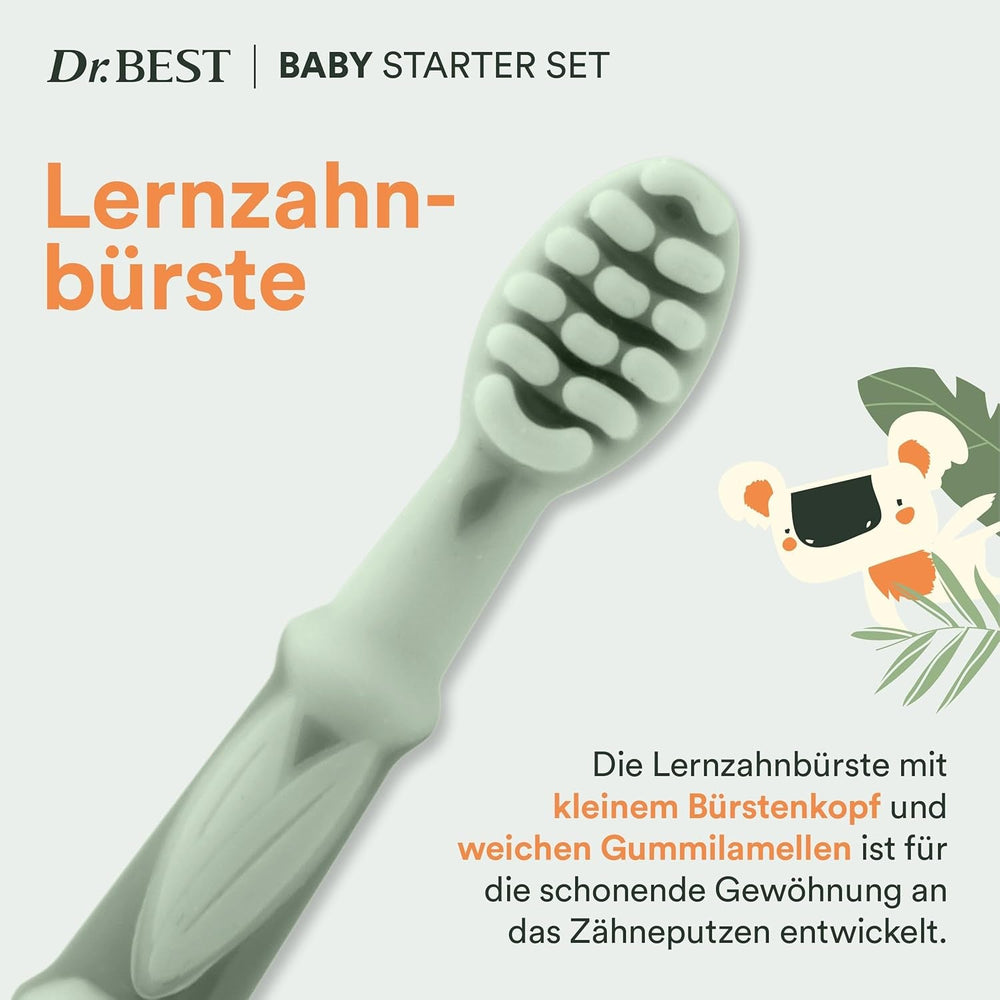 Brosse à dents pour bébé - Dr.BEST Baby Starter Set : Anneau de dentition et brosse à dents d'entraînement pour bébés âgés de 3 à 12 mois, développés avec des experts dentistes pédiatriques, 1 pièce