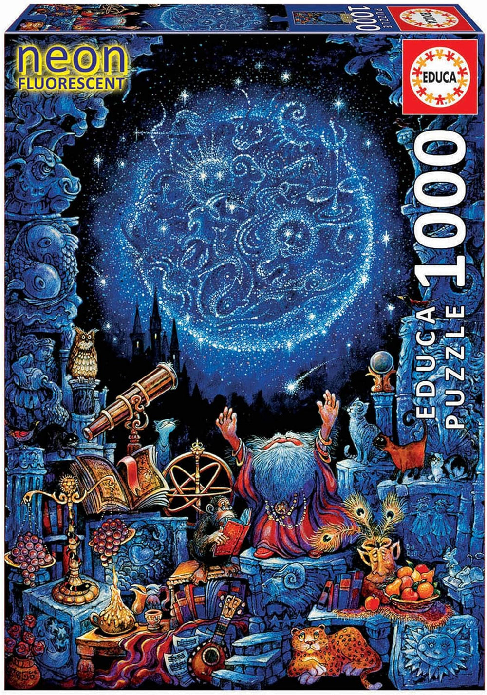 Educa - Puzzle 1000 piese pentru adulti | Imagini cu stele, puzzle 1000 piese pentru adulti si copii de la 14 ani, fluorescent, luminos in intuneric (19561) Puzzle Naty Shop Astrologul