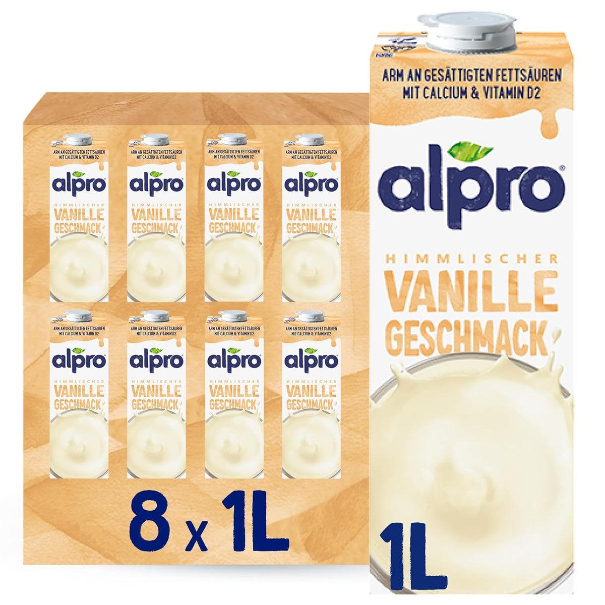 Alpro Lait De Soja Vanille 8x1L - Vegan Et Riche En Calcium