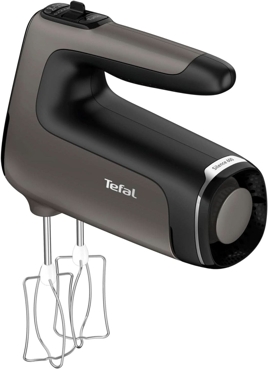 Tefal HT650E Power Mix Silence Handmixer | 600 Watt | Variabler Geschwindigkeitsregler | Turbo- Und Auswurf-Funktion | Extrem Leiser Motor | Inkl. 2 Rührbesen Und 2 Knethaken | Grau Bucatarie Naty Shop