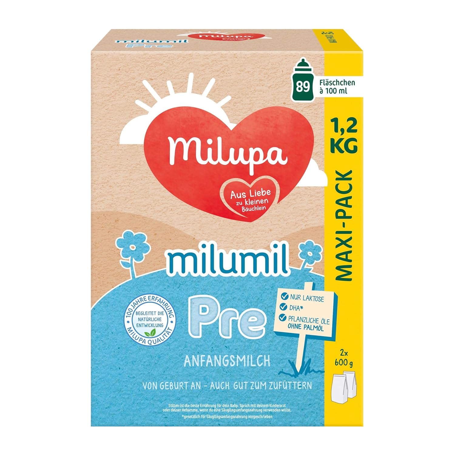 Milupa Milumil Pre, Lait en poudre pour bébés - Avec nutriments importants et sans huile de palme - 800 g Naty Shop 1,2 Kg Milumil Pre
