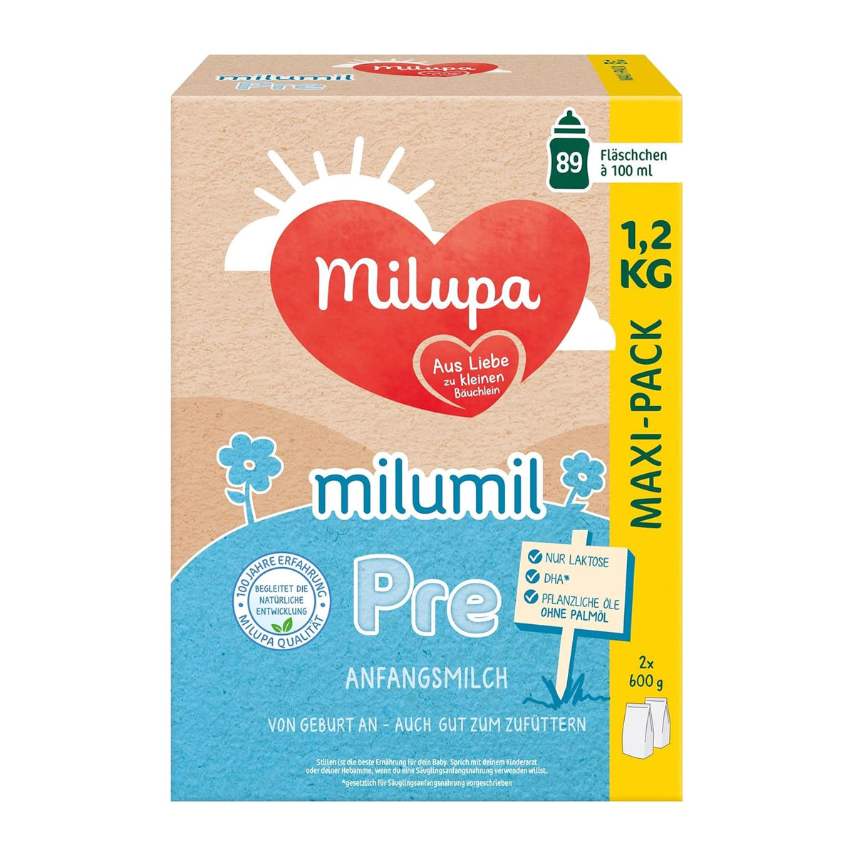 Milupa Milumil Pre, Lait en poudre pour bébés - Avec nutriments importants et sans huile de palme - 800 g Naty Shop 1,2 Kg Milumil Pre