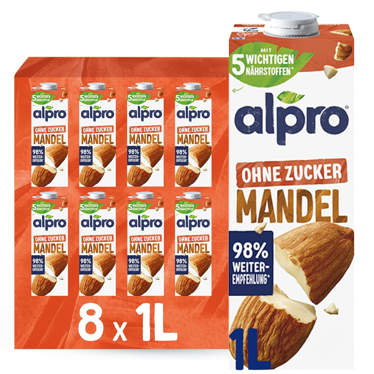 Alpro Mandeldrink Sans Sucre - Source De Calcium Et De Vitamines