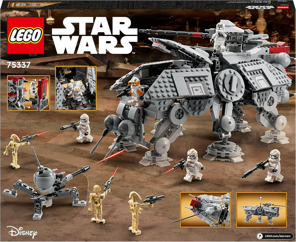 LEGO Star Wars At-Te Walker Mobile Toy Model Minifigure Set comprenant 3 soldats clones, des droïdes de combat et un droïde araignée nain 75337 Jeux de construction Besuche an LEGO-Store