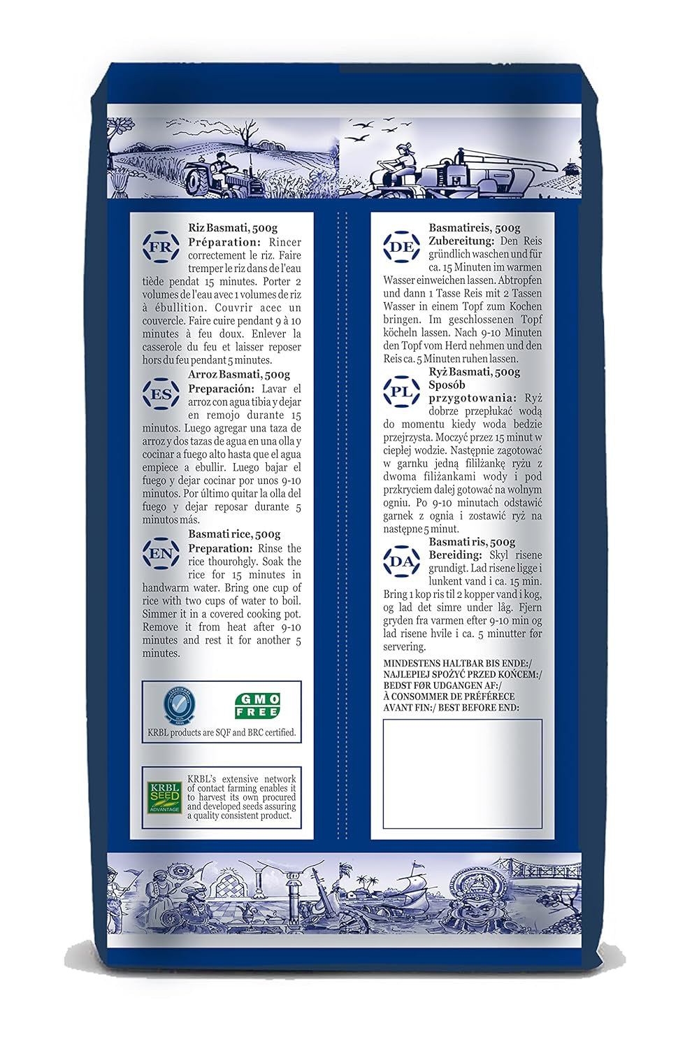 INDIA GATE Premium Basmati Rice – Riz aromatique et fin à grains longs d'Inde, grains longs fins (1 x 500 g)