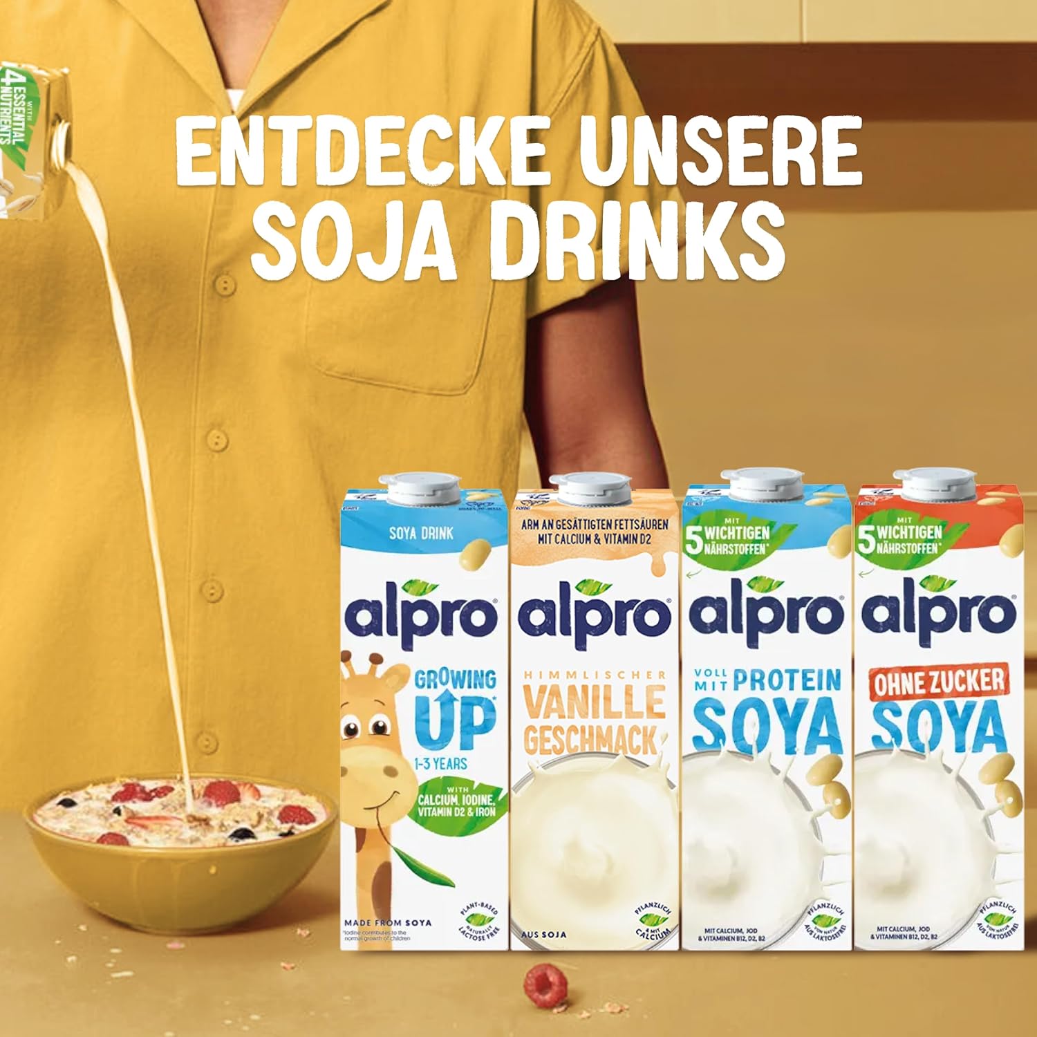 Alpro Lait De Soja Vanille 8x1L - Vegan Et Riche En Calcium
