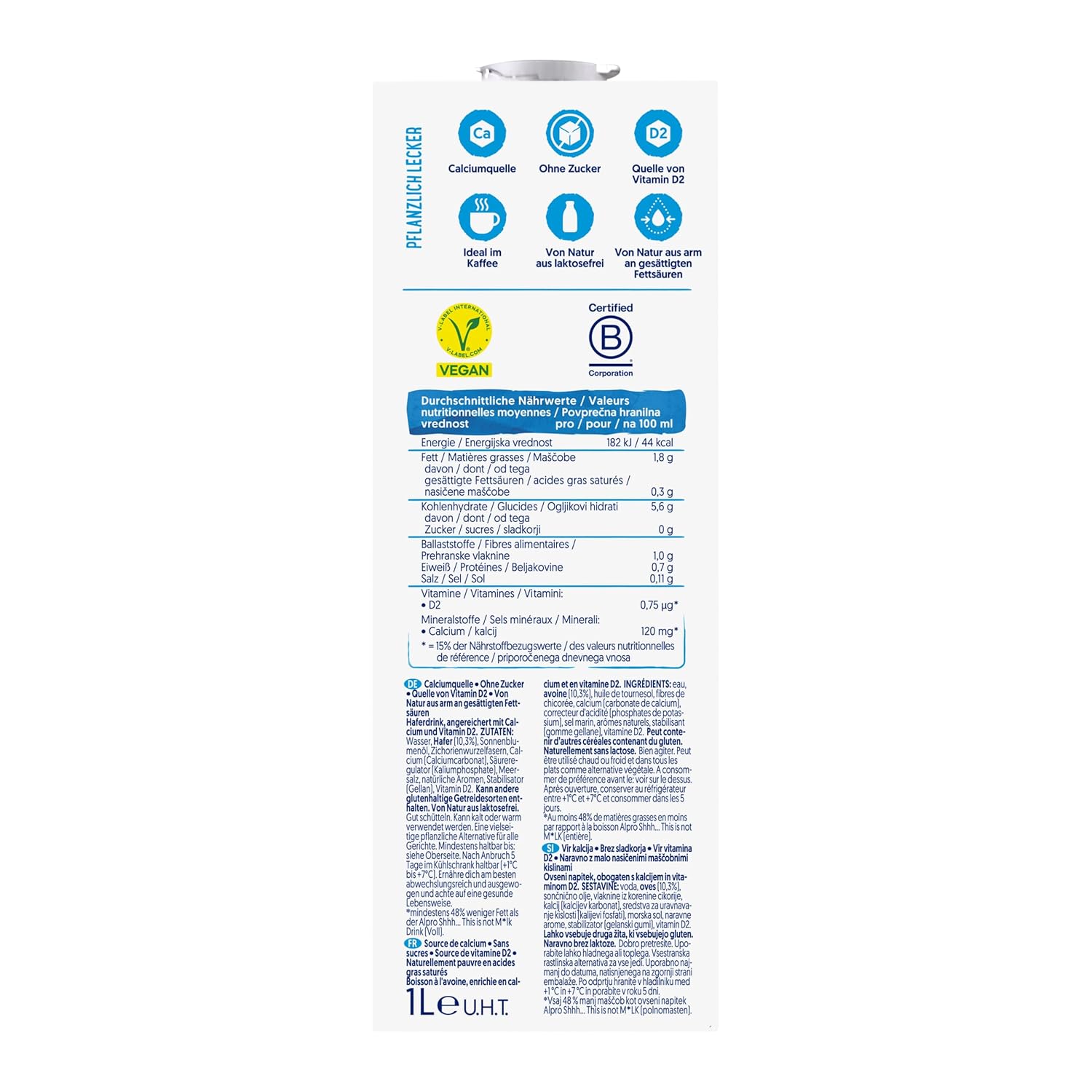 Alpro This is Not Milk 3.5 Prozent – Vegan et sans lait – Sans lait naturel – Riche en substances de ballast, calcium et vitamines – 8 x 1 L – Haltbar