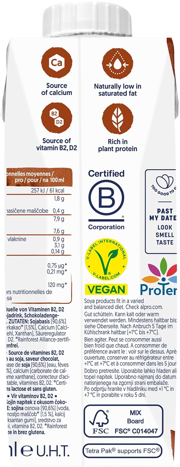 Boisson au soja au chocolat Alpro - Végétalienne, sans lactose, sans gluten