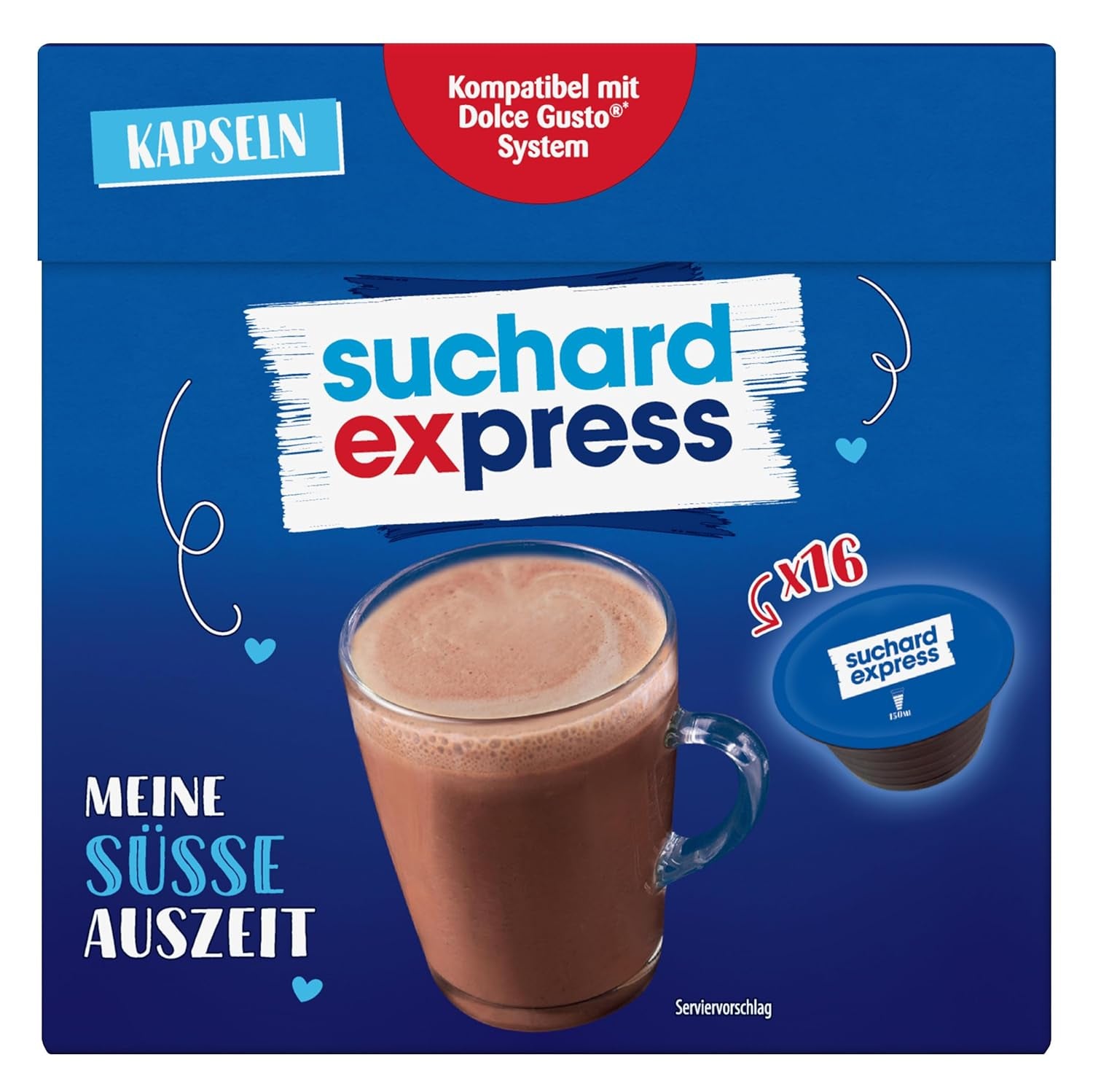 Suchard Express Kakao Capsules pour Dolce Gusto, 3x 16 Capsules, compatibles avec Machine Nescafé Dolce Gusto, Cremige Trinkschokolade