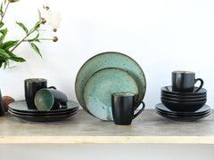 CreaTable, 23631, série Jawa – Glaçage réactif, service de table 16 pièces, service combiné en porcelaine, passe au lave-vaisselle et au micro-ondes, fabrication de qualité