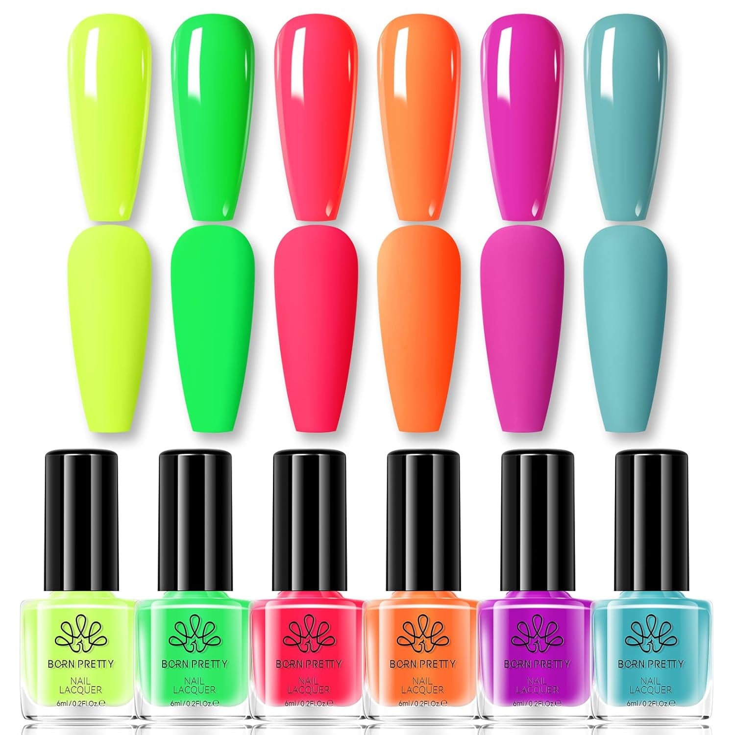 Vernis à ongles à paillettes Born Pretty, vernis à ongles noir brillant à paillettes arc-en-ciel Super Shine