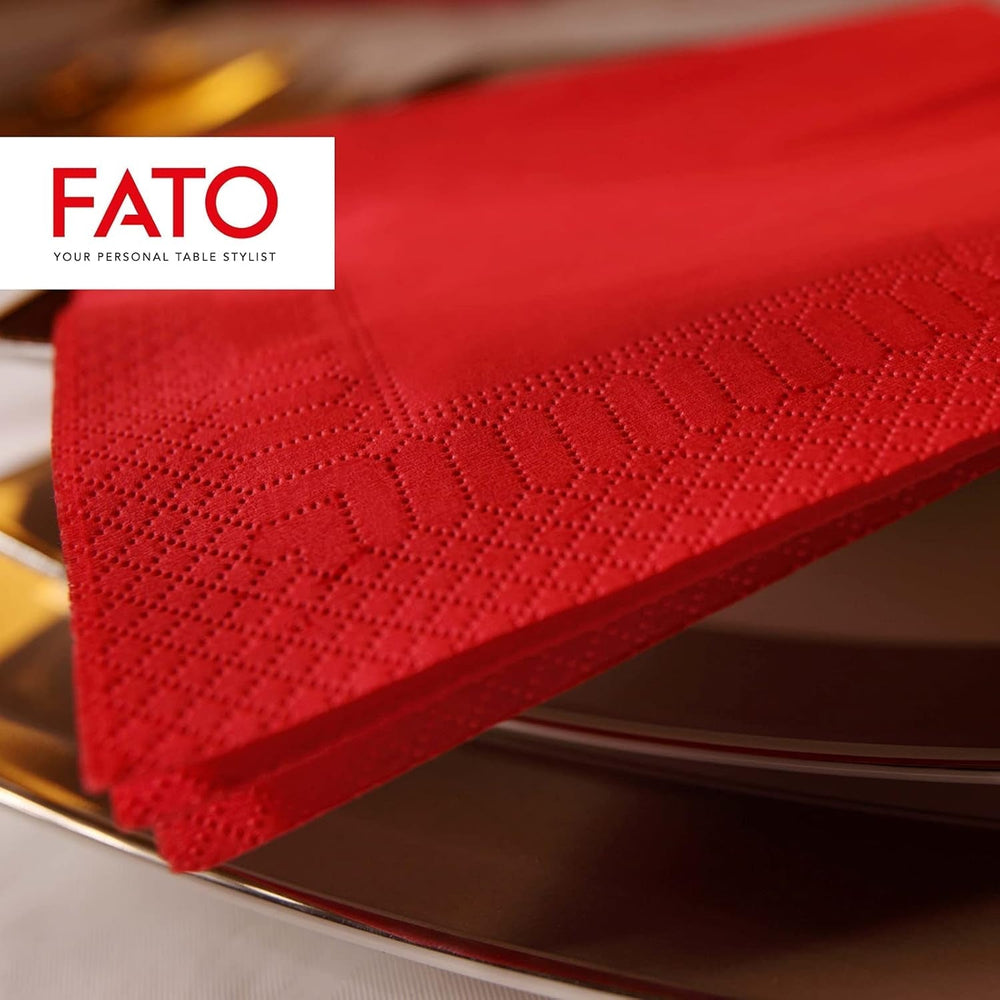- Serviettes en papier jetables, idéales pour les déjeuners et les buffets décontractés, paquet de 50 serviettes, taille 33 x 33, 4 plis, 2 épaisseurs, rouge, papier 100 % pure cellulose, certifié Fsc.