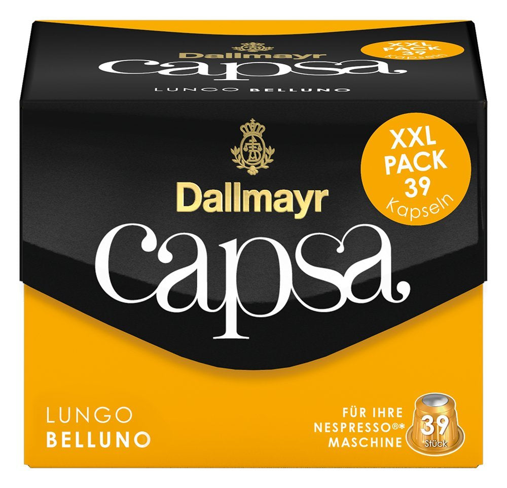 Capsa Lungo Belluno XXL, 39 capsules compatibles Nespresso, 1er Pack (1 x 218 g) & Capsa prodomo, 56g