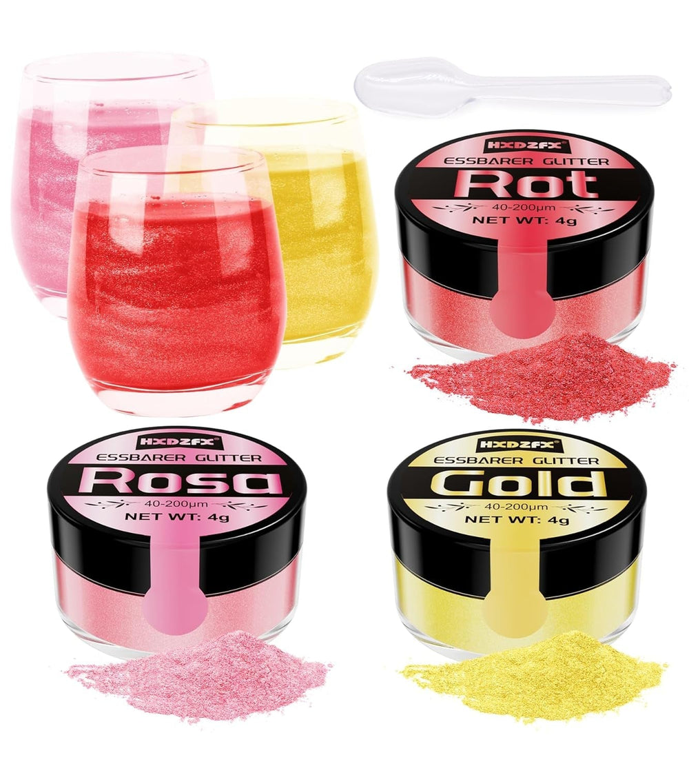 Ensemble de paillettes comestibles – 12 couleurs de poudre de paillettes pour boisson, poudre colorante alimentaire sans goût, chocolat, gâteau, fondant, boisson, poudre de paillettes liquide – 3G