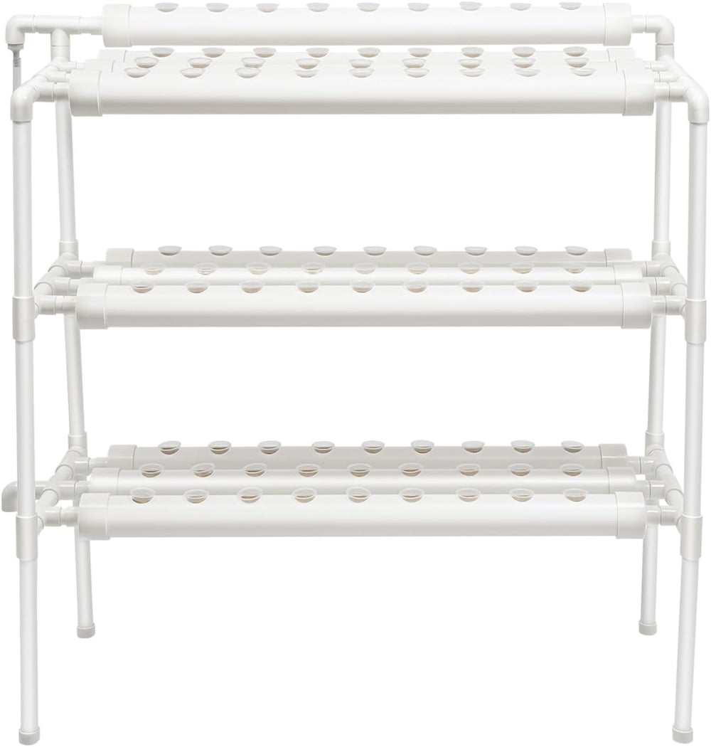 Kit de culture hydroponique à 3 couches avec 90/108 positions de plantation et pompe à eau, systèmes de culture de plantes sans sol en PVC, kits de culture hydroponique pour légumes et fruits (108 positions de plantation)