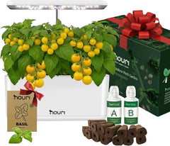 Nouveau pont 7 + basilic héritage | Jardin intelligent pour les cuisiniers à domicile | Système de culture hydroponique | Lampes de culture LED | Kit de jardinage d'herbes aromatiques d'intérieur pour les amateurs de plantes et les jardiniers, blanc