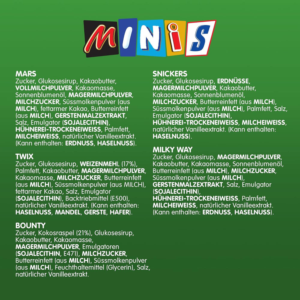Minis mélangés, Snickers, Bounty, Twix, Milky Way, paquet de chocolat en vrac, un paquet (1 x 400 g) (paquet de 5)