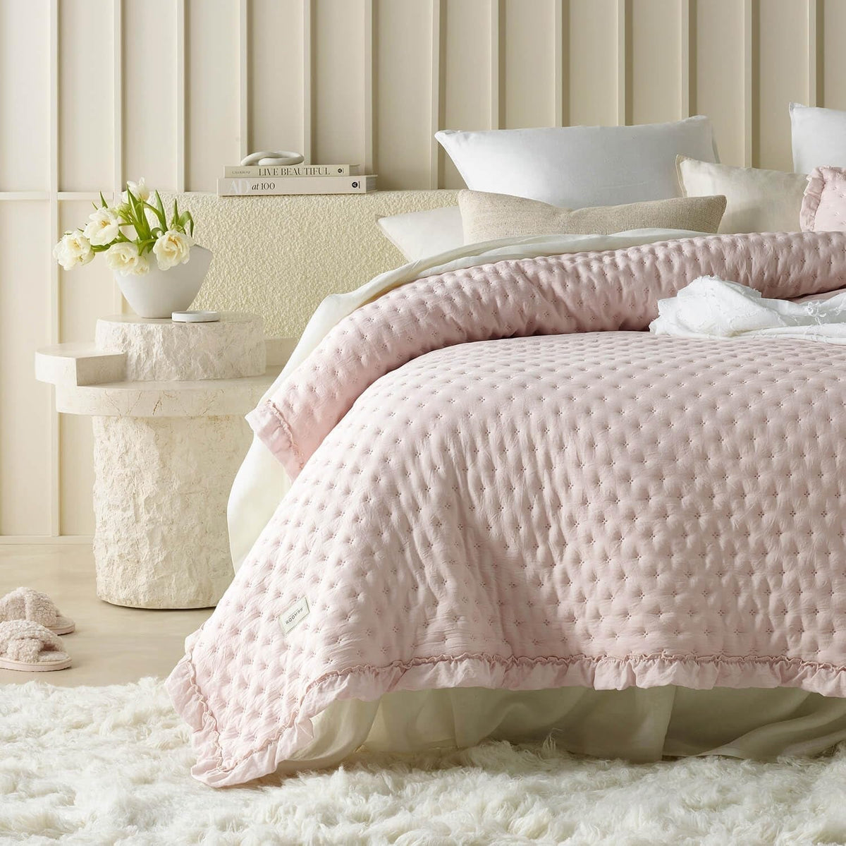 Molly Couvre-lit élégant en rose poudré 170 X 210 cm Couvre-lit polyvalent comme couvre-lit ou canapé Jeté pour lit et canapé Style couverture Idéal comme couvre-lit Lits et couvertures Besuche den ROOM99-Store Rose poudré 170X210