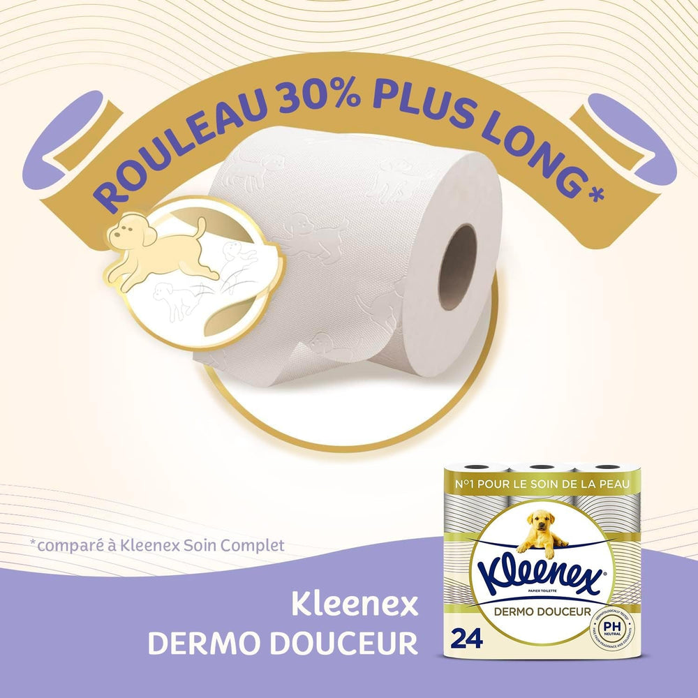 KLEENEX Dermo Douceur 4230420 Papier toilette, 24 rouleaux (4 X 6 rouleaux) blanc, 24 Unité (Lot De 6)