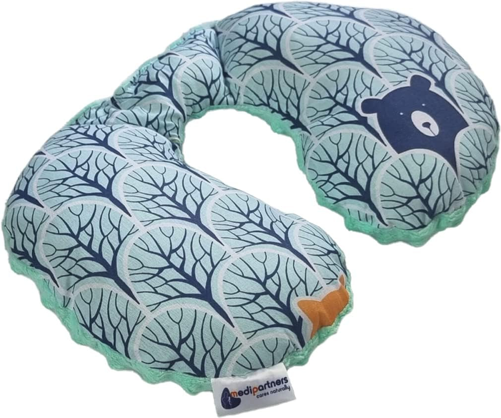 Medi Partners Oreiller cervical pour enfants Support de nuque 100% coton / minky Oreiller cervical pour enfants pour voiture poussette Voyage sommeil oreiller cervical snooze roll (REH avec Minky gris) Oreillers orthopédiques cervicaux Naty Shop Forest avec Minzer Minky