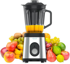 Cecotec Mélangeur Glas Power Schwarz Titan 1000 INOX. 1000 W, Edelstahlgehäuse, 6-Blatt-Blatt Mit Schwarzer Titanbeschichtung, 1,5-L-Glaskrug, 5 Geschwindigkeiten [Energieeffizienzklasse a +] Cuisine Naty Shop